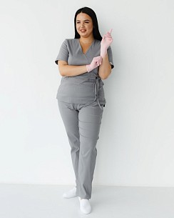 Медичний костюм жіночий Ріо сірий +SIZE